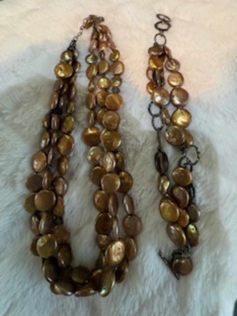Silpada Bronze Coin Pearl Necklace and Bracelet